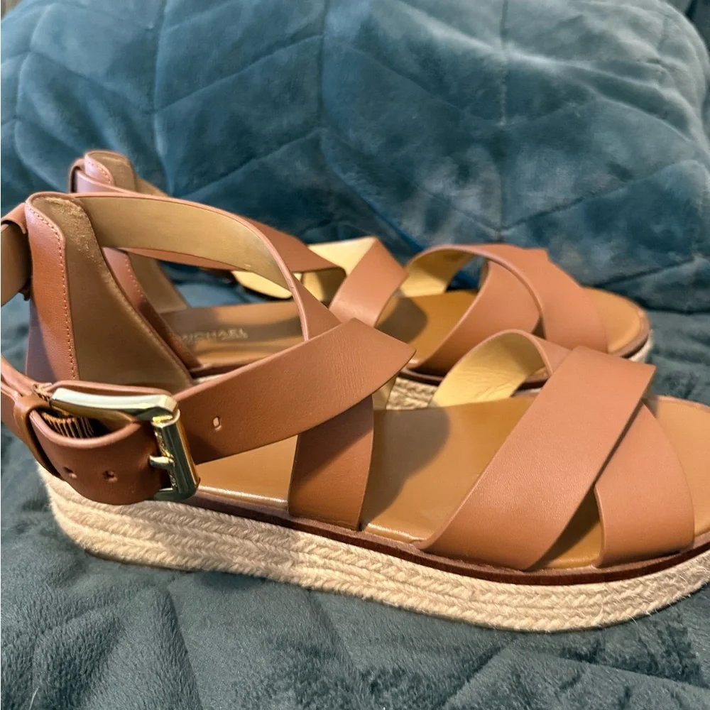 Michael Kors Tan Leather Sandals - Picture 1 of 6